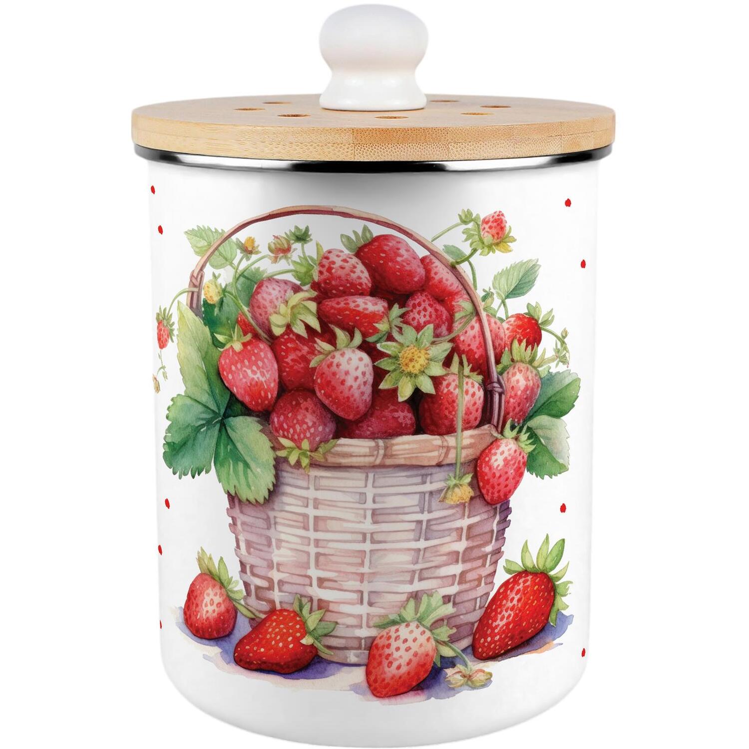 Purely Home Strawberry Basket Food Waste Caddy - Metal 2L Decorative Kitchen Compost Bin