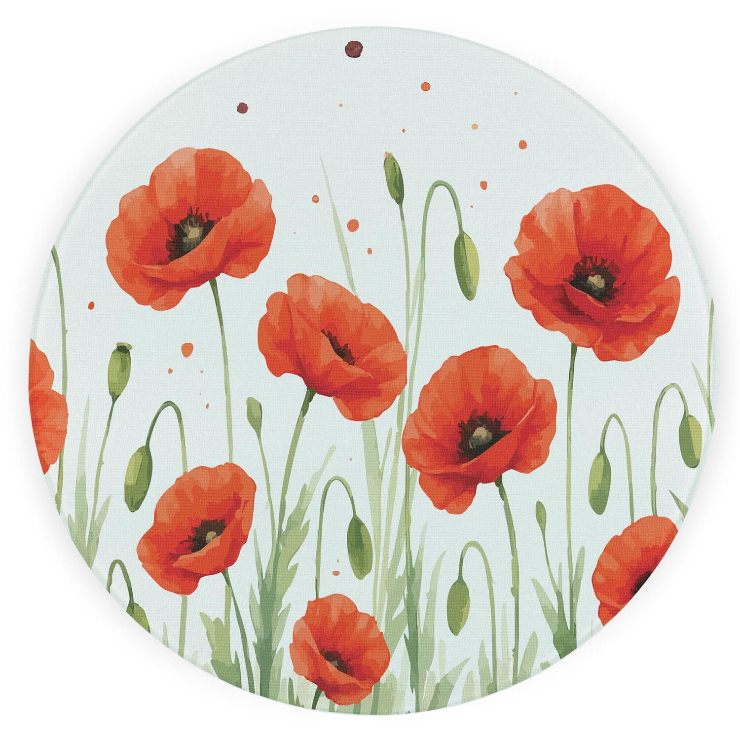 Image of Summer Poppies Round Worktop Protector -&hellip;