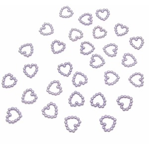 Pack of 50 Lilac Pearl Heart Shape Beads Double Sided