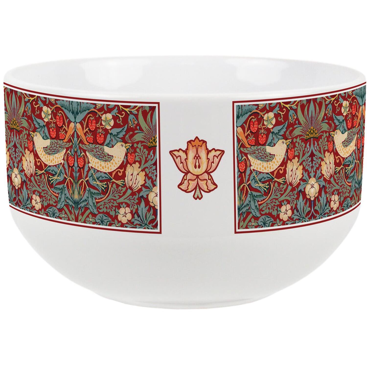 Purely Home Red Strawberry Thief Ceramic Bowl - Red / 1