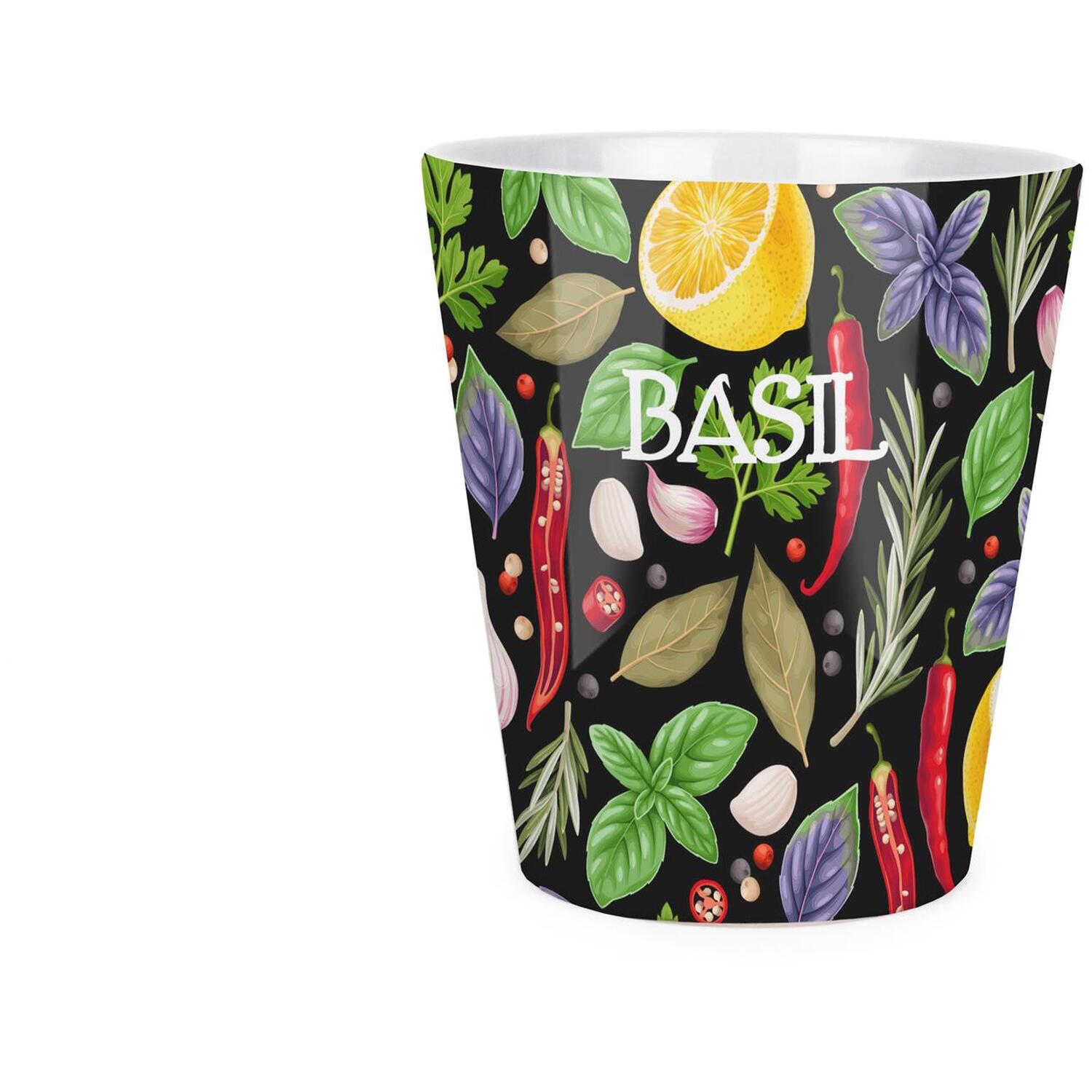 Purely Home Vibrant Herbs Small Ceramic Plant Pot - Black