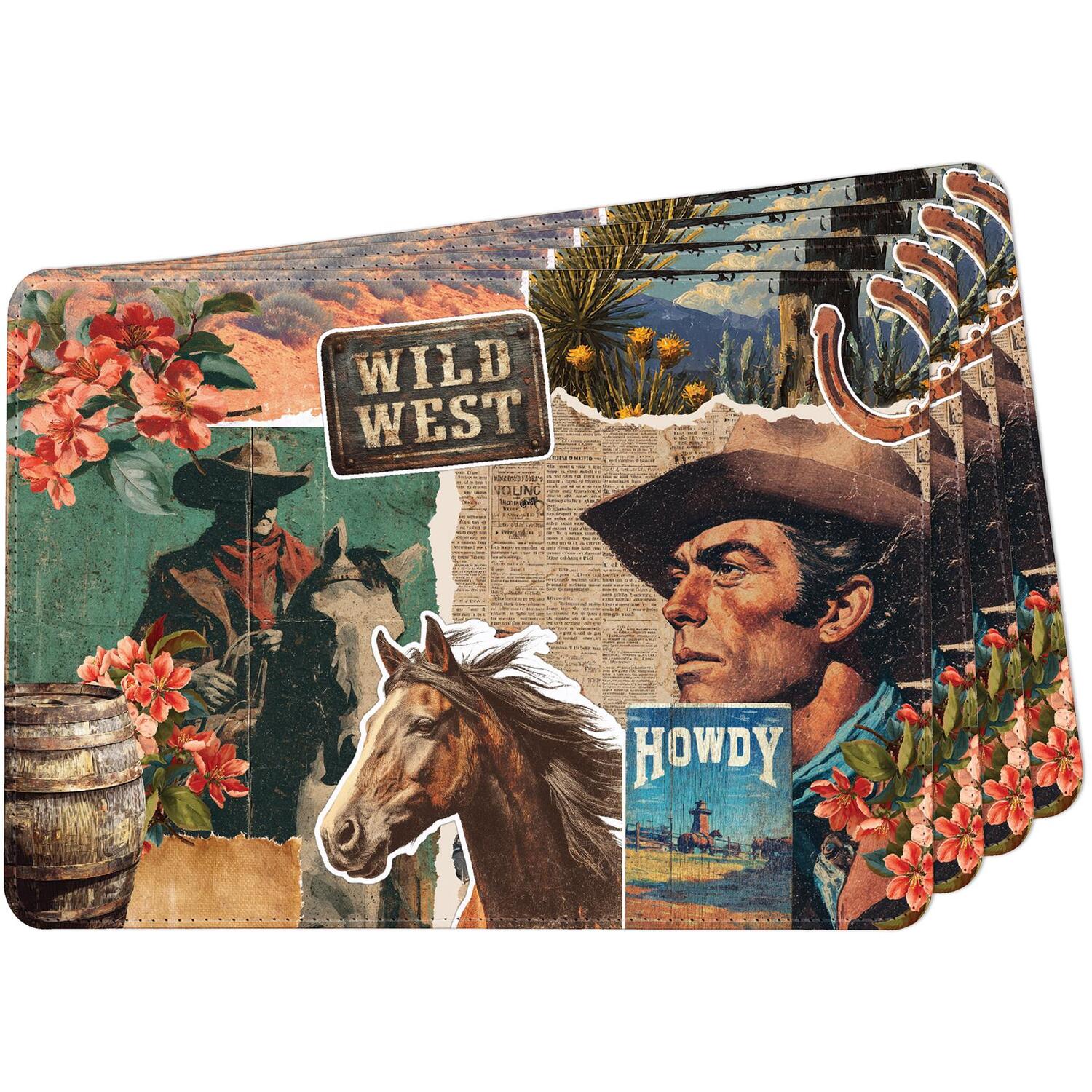 Image of Western Trail Rider Faux Leather Placemats&hellip;