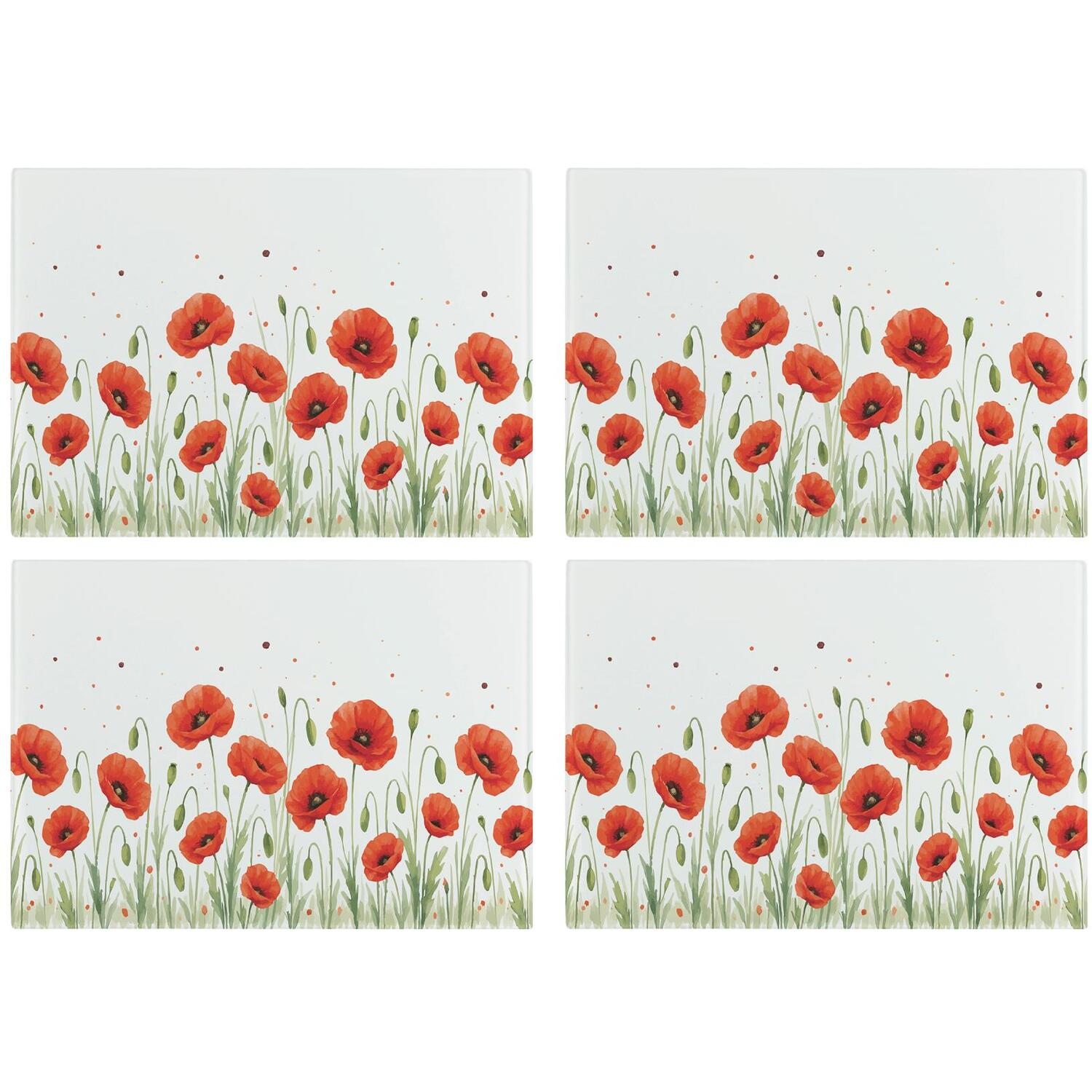 Image of Summer Poppies Glass Placemats - Set&hellip;