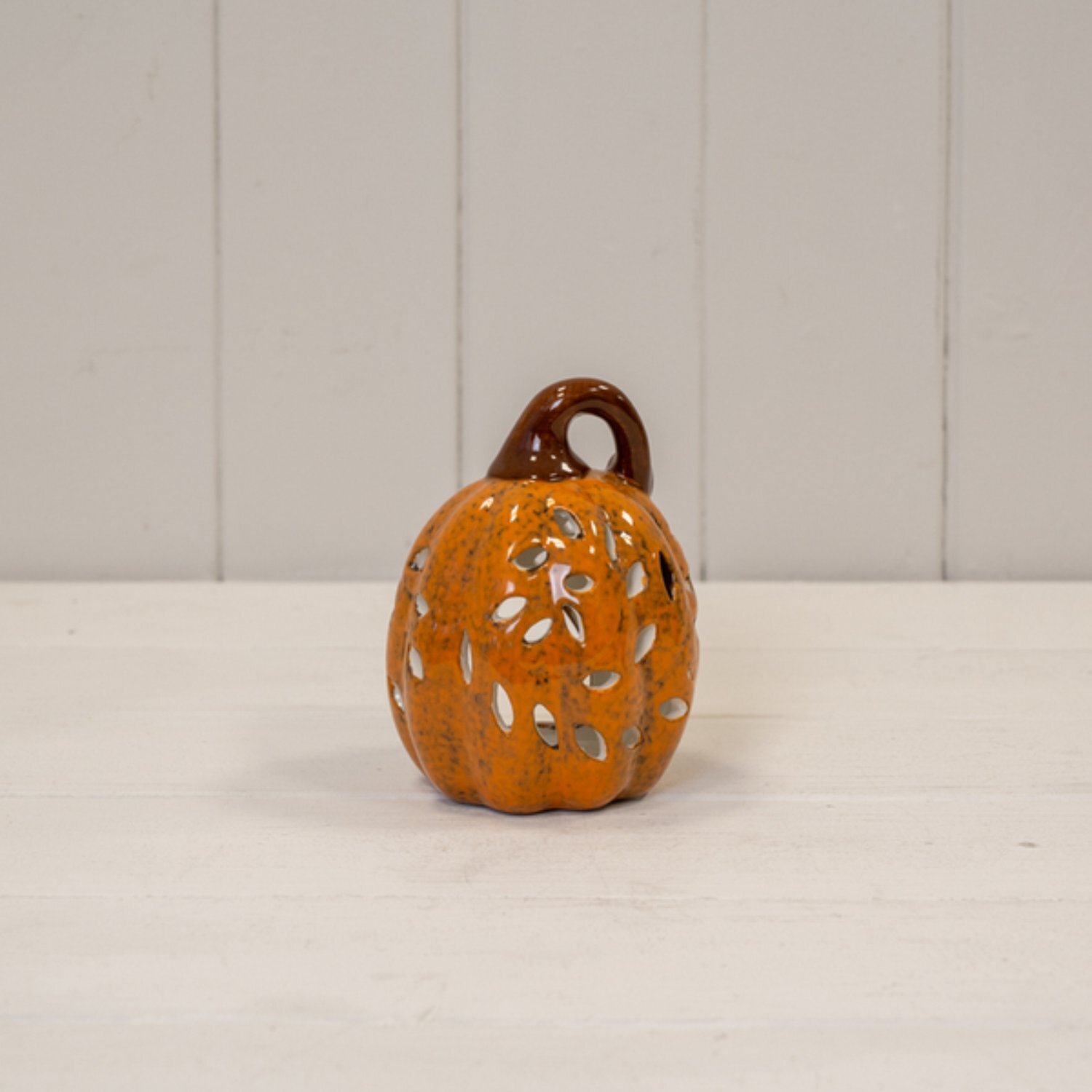 Kdmd Brown Ceramic Pumpkin Tealight - Orange