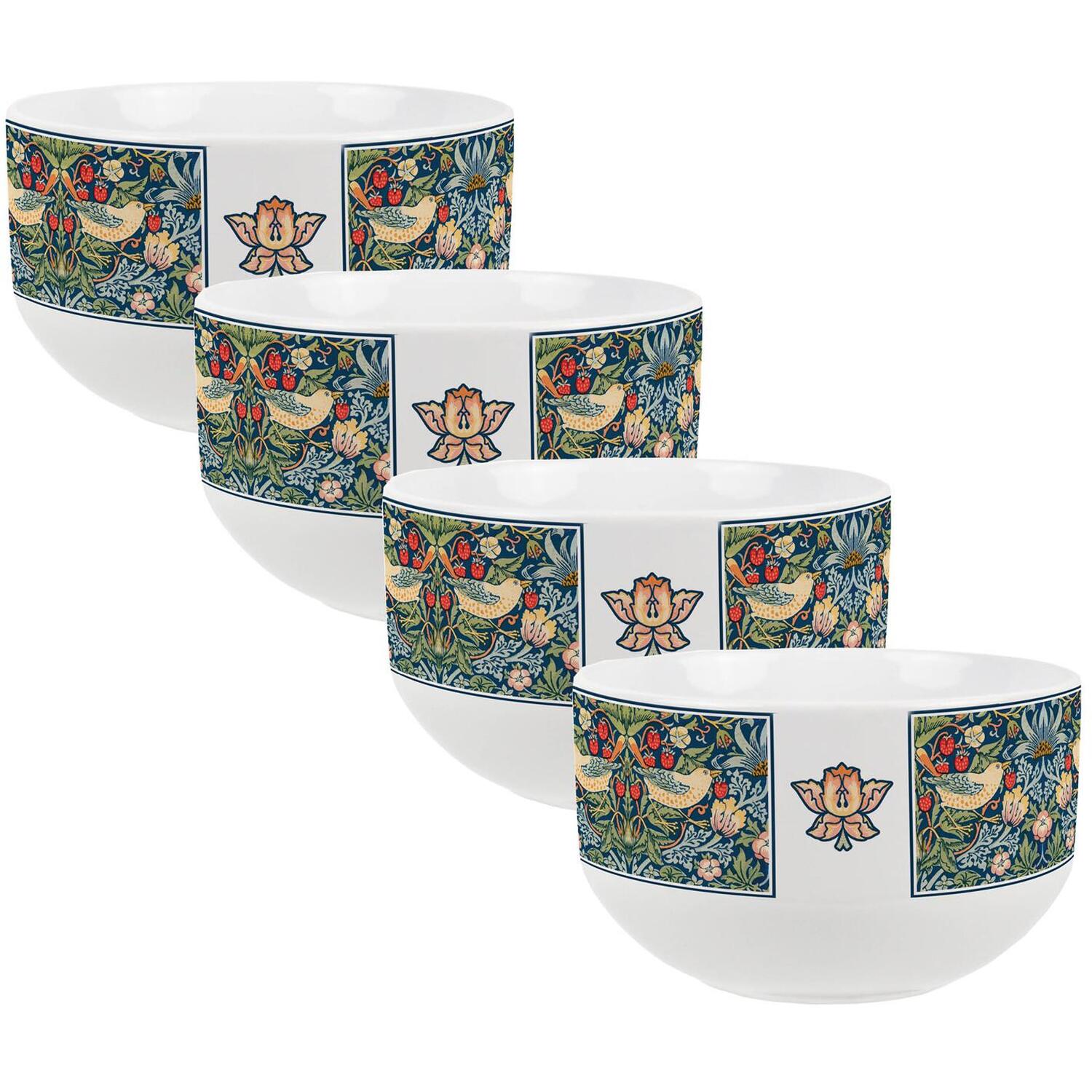 Purely Home Blue Strawberry Thief Ceramic Bowl - Blue / 4