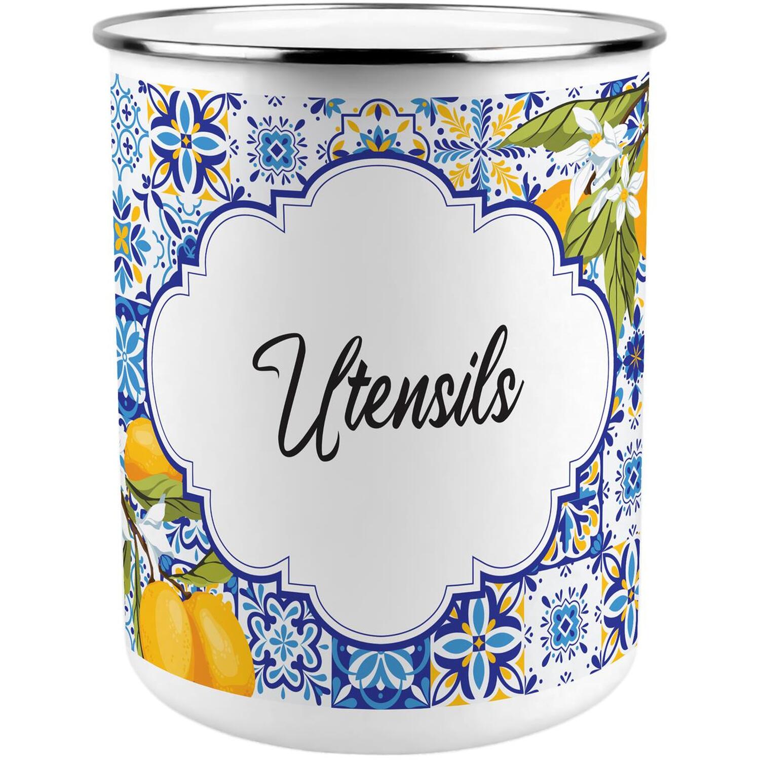Italian Summer Utensil Pot - Enamel XL Kitchen Utensil Organiser Decor Gift - Image 2
