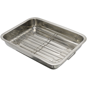 Stainless Steel Open Roasting Pan with Rack
