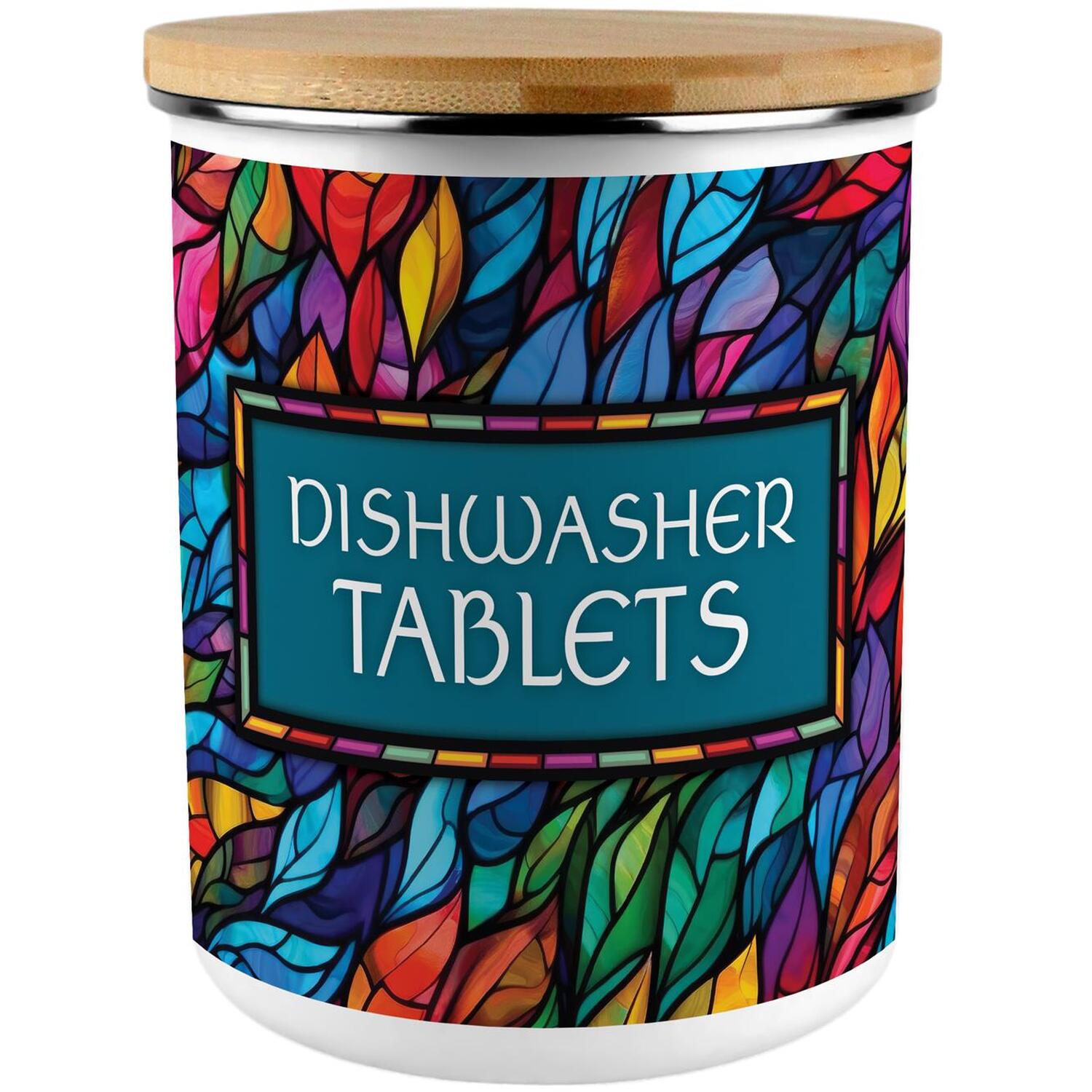 B&Q -  Stained Glass Print Dishwasher Tablets Storage Tin - Image 3