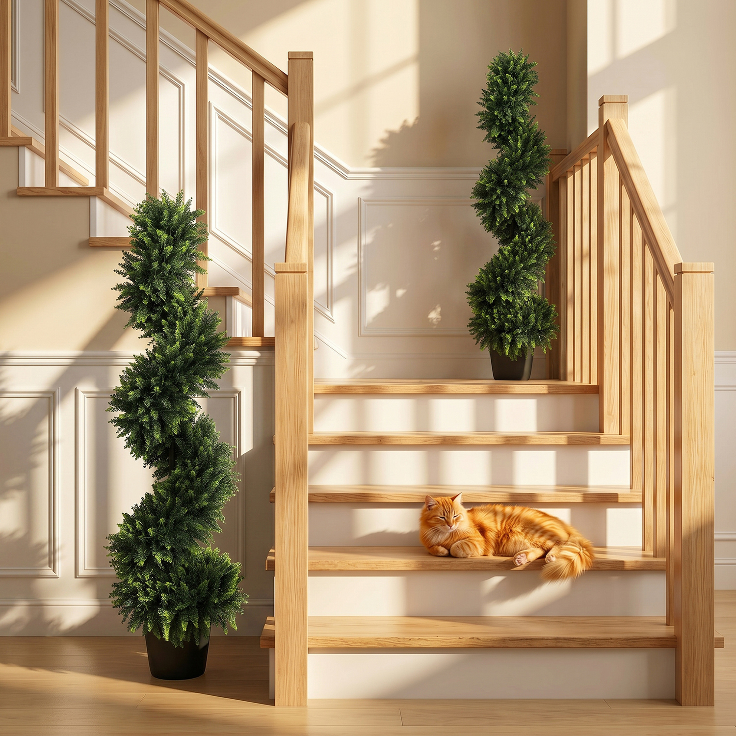 Artificial Cypress Topiary Tree with 700 Leaves, Set of 2 - Deep Green