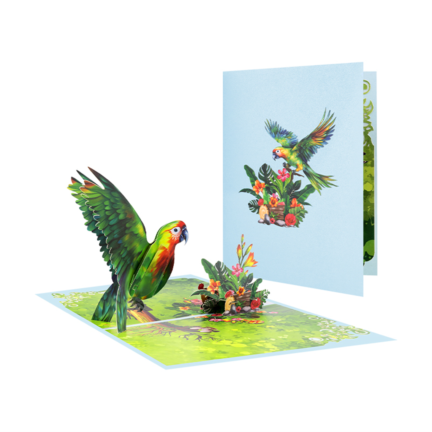 Exotic Wishes Parrot in Bloom 3D Pop Up Card -Mother Anniversary Valentine's Day - Image 2