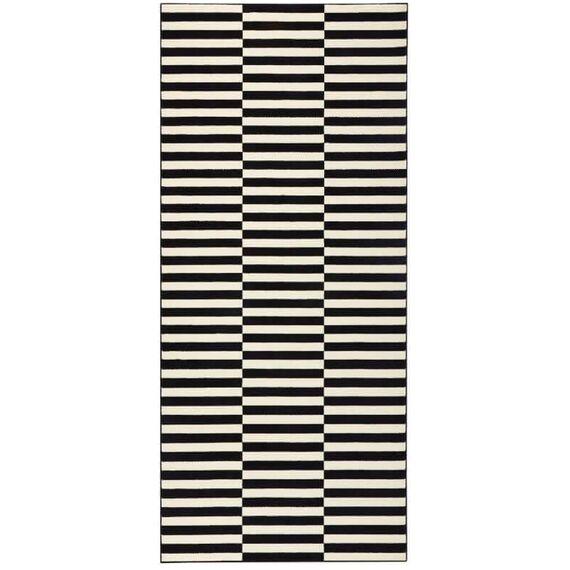 Hanse Home Design Velours Modern Polypropylene Striped Runner Rug Black & Cream