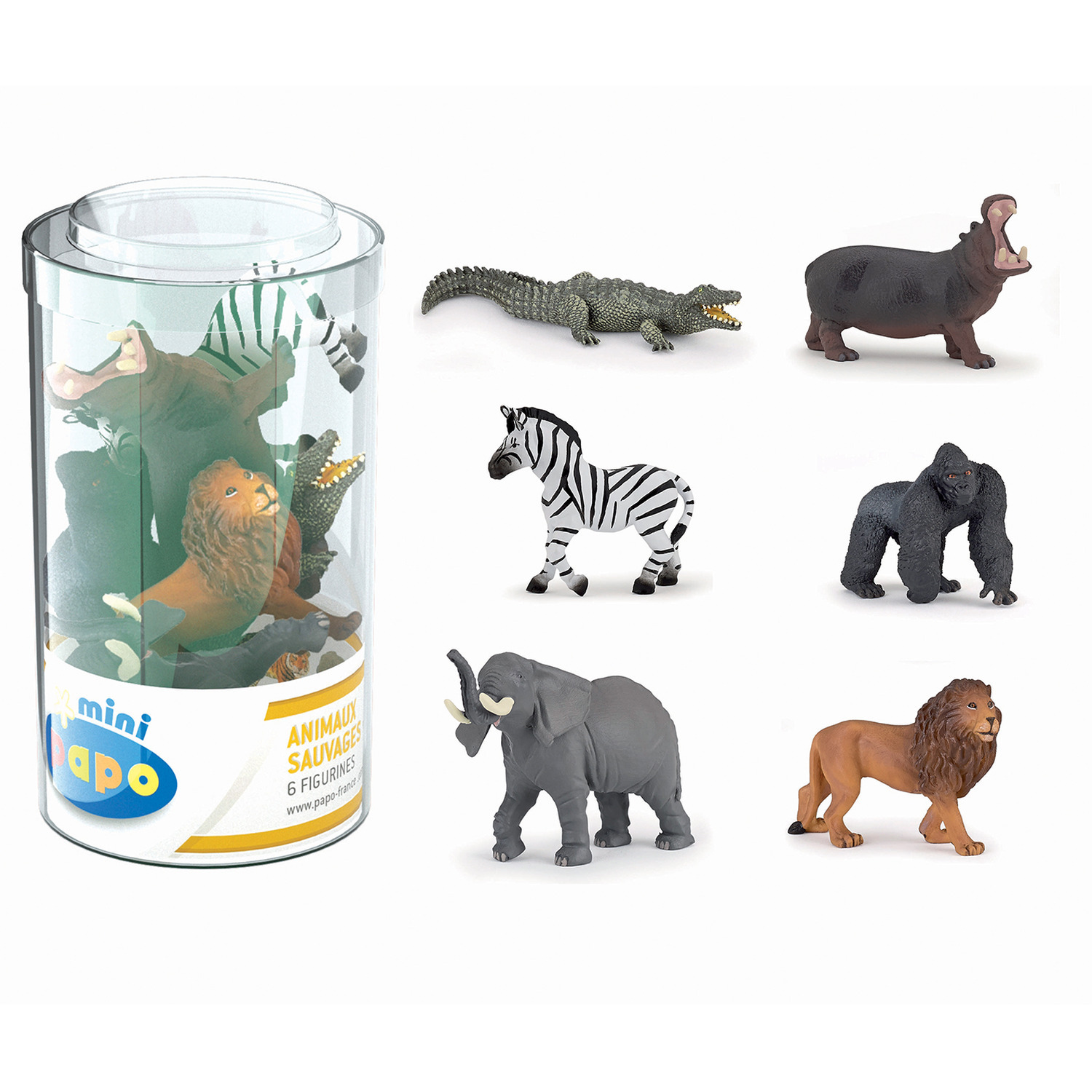 PAPO Mini Papo Mini Plus Wild Set 1 (Tube, 6 pcs) Toy Figure Set - 33020 - White - White