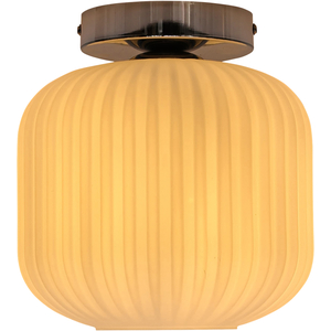 Set Of 2 Bento White Ribbed Glass Chrome Ceiling Light Fittings