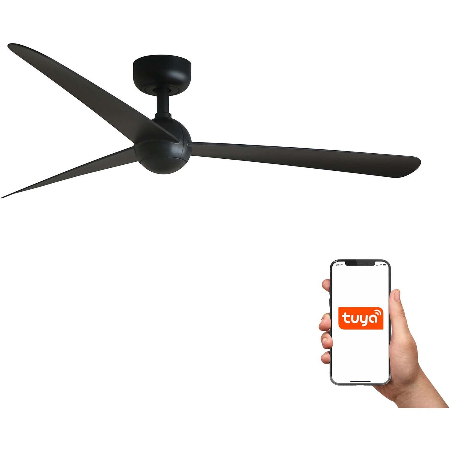 B&Q -  Luminosa Sfera Medium 3 Blade Ceiling Fan Matt Black Tuya Smart System - Image 4