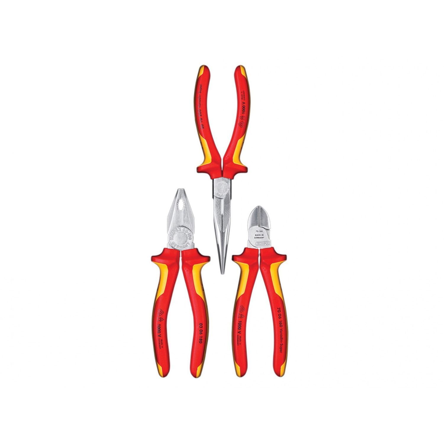 Knipex 00 20 12 Elektro Vde Pliers Set, 3 Piece - Multi Colour
