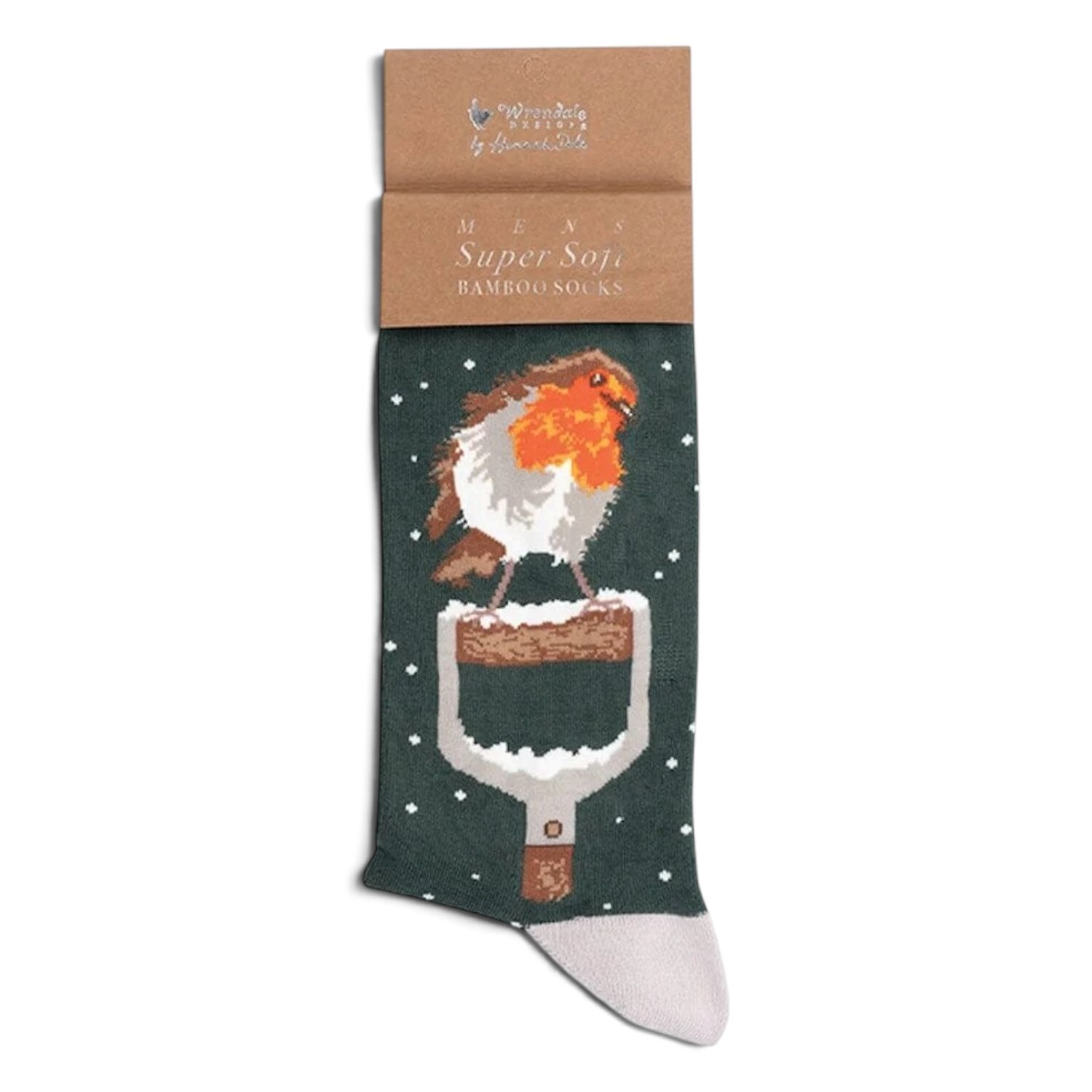 Festive Robin Soft Green Christmas Bamboo Socks – Wrendale 7-11 Socks & Gift Bag - Image 3