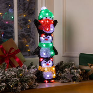 Christow Light Up Acrylic Penguin Tower Decoration