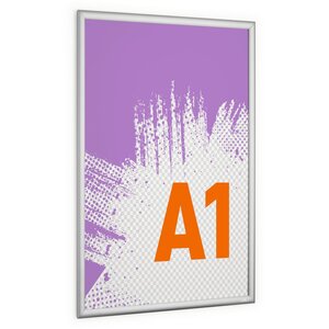 Aluminium Snap Frame Clip Poster Holder Notice Board - A1 Silver