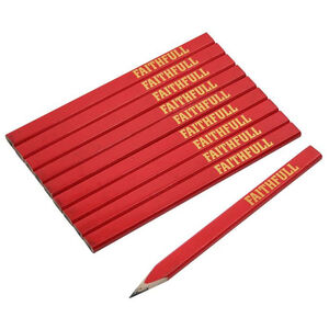 Faithfull Carpenter's Pencils - Red / Medium (pack 10)