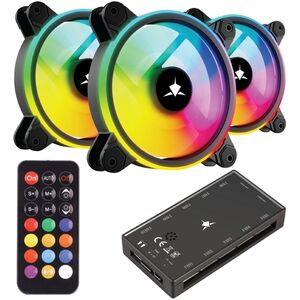 NEBULA-2 ARGB Fan Kit  3x 120mm RGB PC Case Fans with Hub & Remote