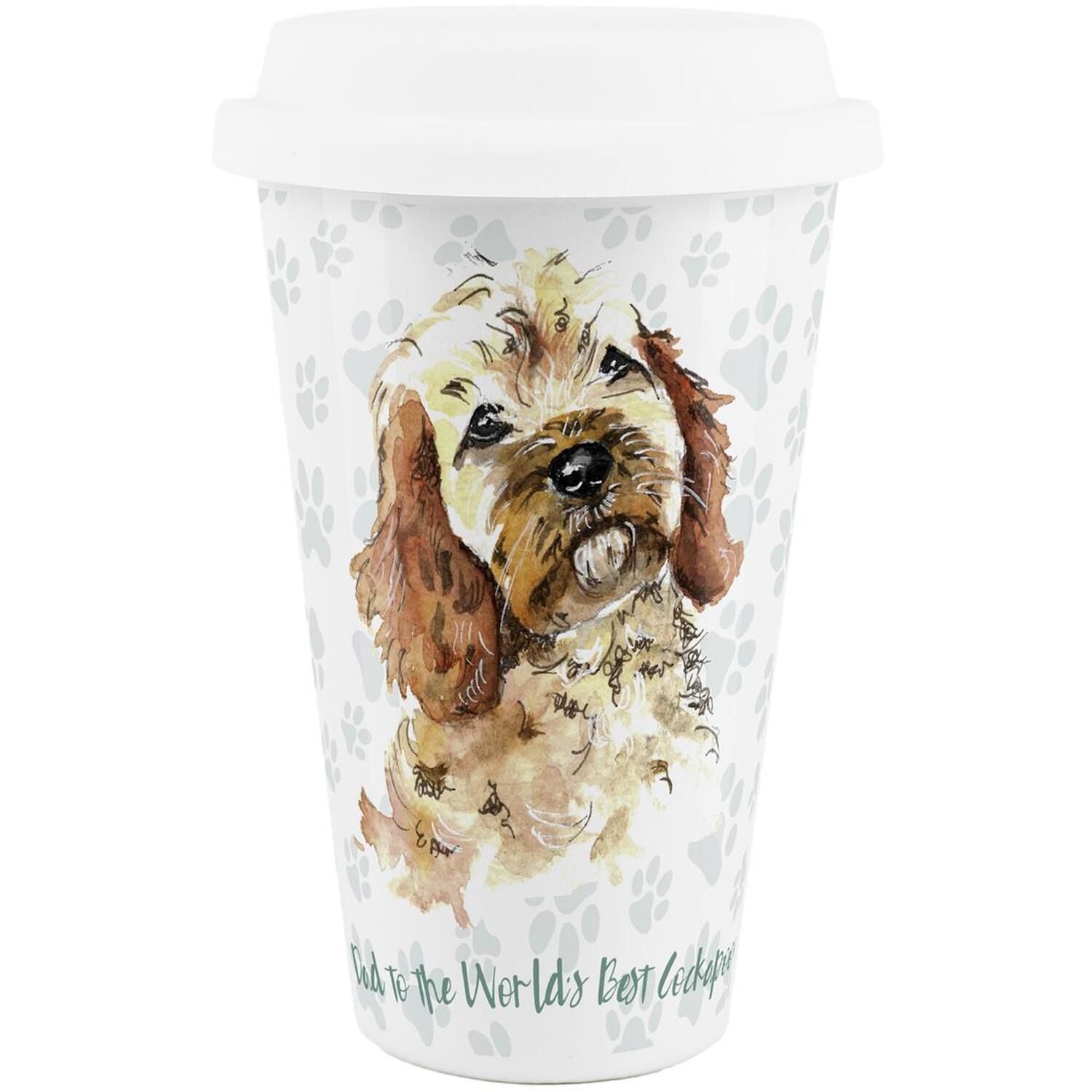 Cockapoo Dog Dad Ceramic Travel Mug - Novelty Dog Portrait Reusable Cup Gift - Image 2
