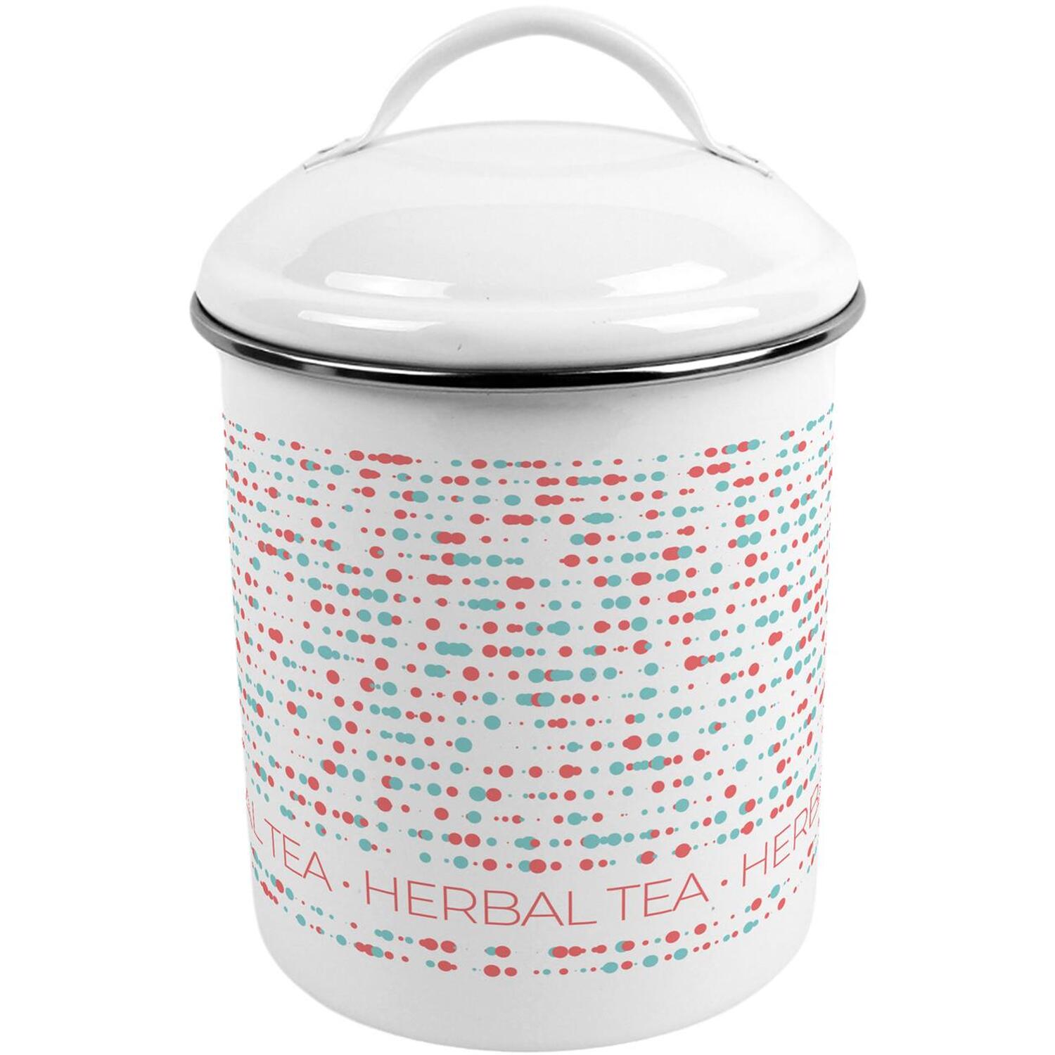 B&Q - Retro Dots Herbal Tea CanisterMetal Kitchen Storage Container - Image 2