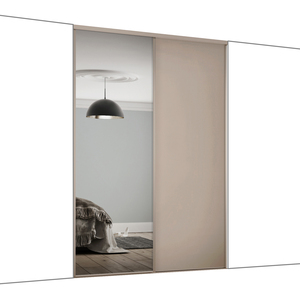 Spacepro Stone Grey Frame & Panel With Mirrored Classic Sliding Door Kit