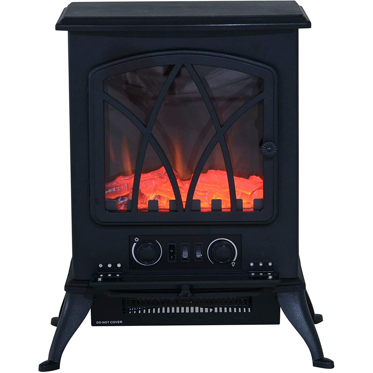 HOMCOM 1850W Flame Effect Electric Free Standing Fireplace-Black