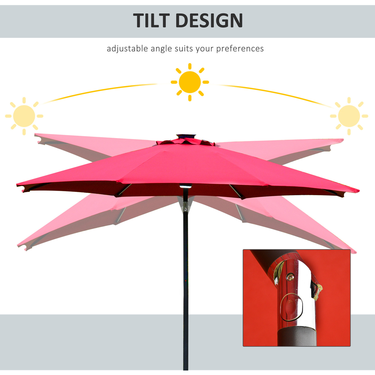 Parapluie Anti-UV Portable Atyhao - 3 Pliants - 98cm - Protection 99% UV - Rose