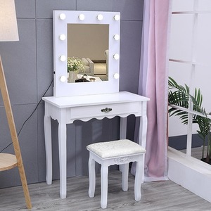 White Dressing Table Makeup Desk Vanity With LED Light Mirror Bedroom