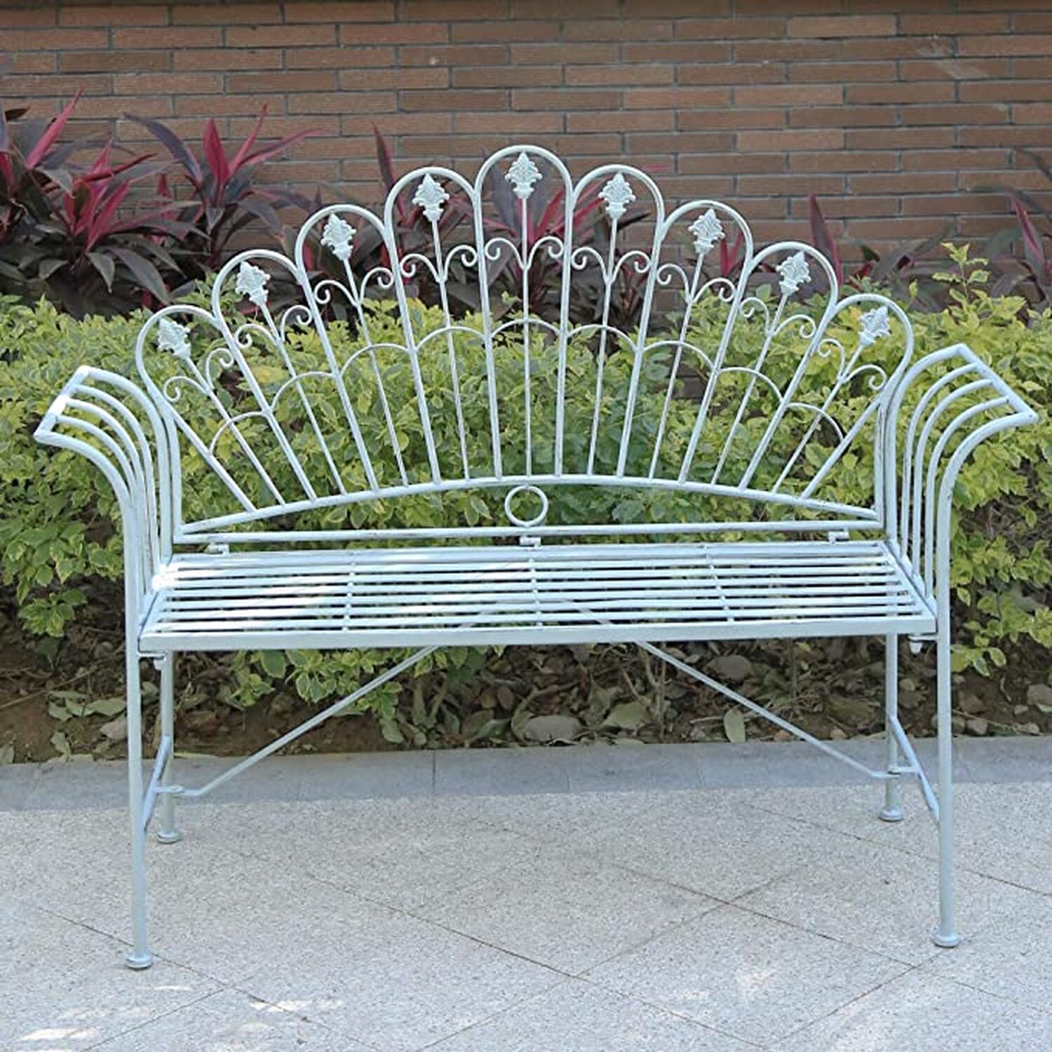 Girona 2 Seater Foldable Metal Garden Bench Seating - Grey