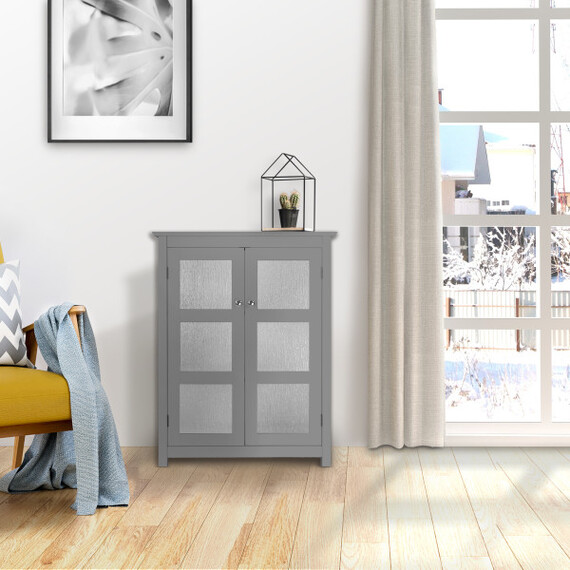 Teamson Home Wooden Bathroom Cabinet Free Standing Connor Grey EHF-580G