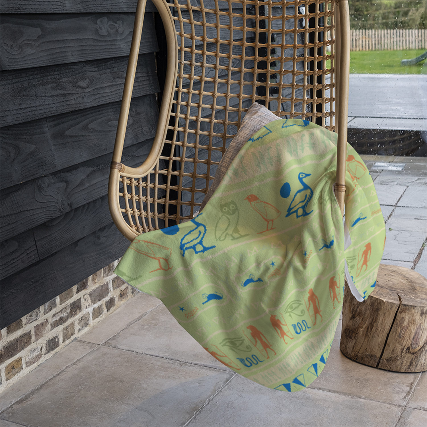 Hieroglyphic Egyptian Language Symbols Blanket - Green