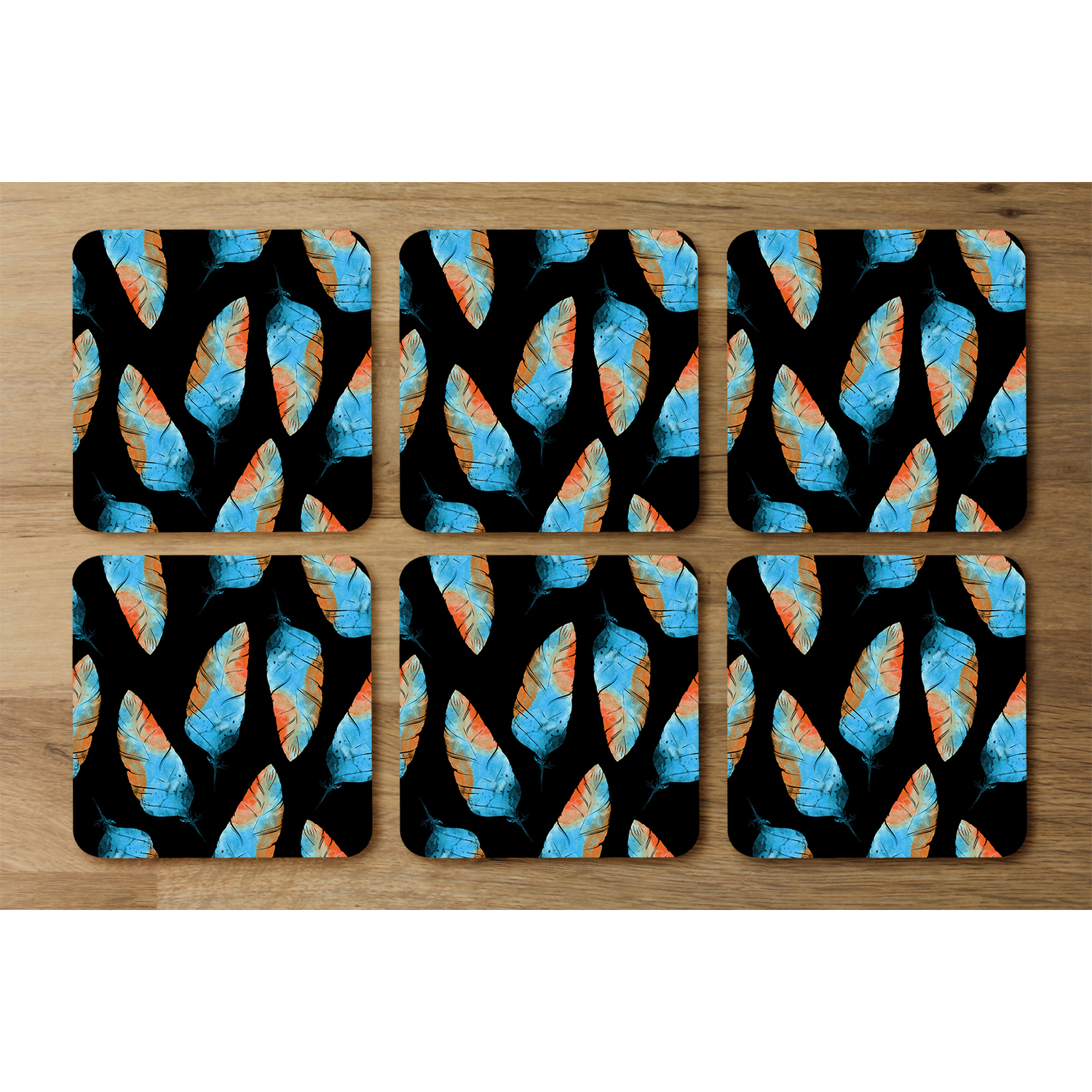 Imprints Boho Feathers Coaster - Blue