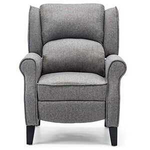 Herringbone Grey Eaton Wing Back Fireside Check Fabric Recliner Armchair shot 2417040