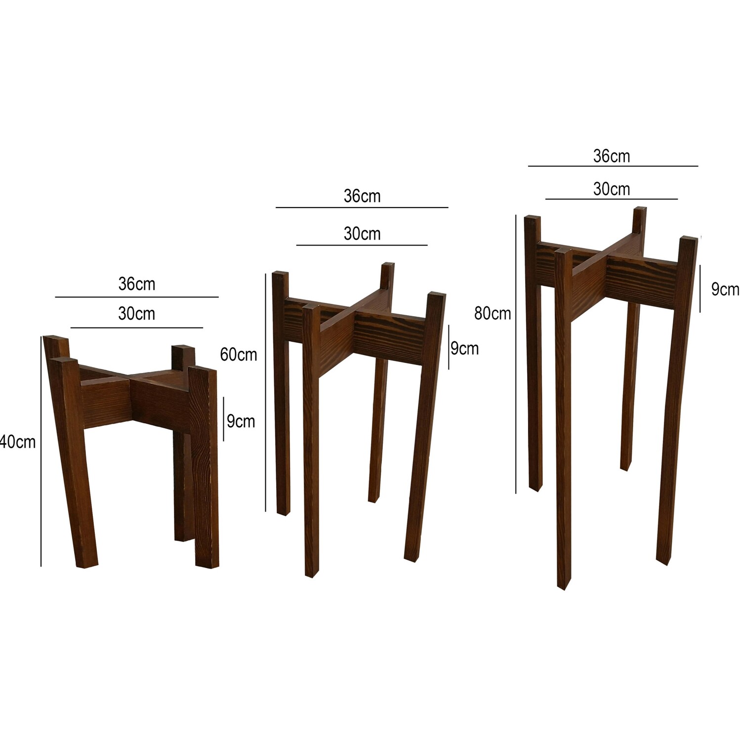 Florny 3 Pieces Plant Stand - Dark