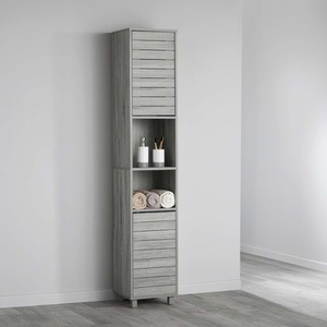 Grey Wood Effect Bathroom Tallboy Storage Cabinet
