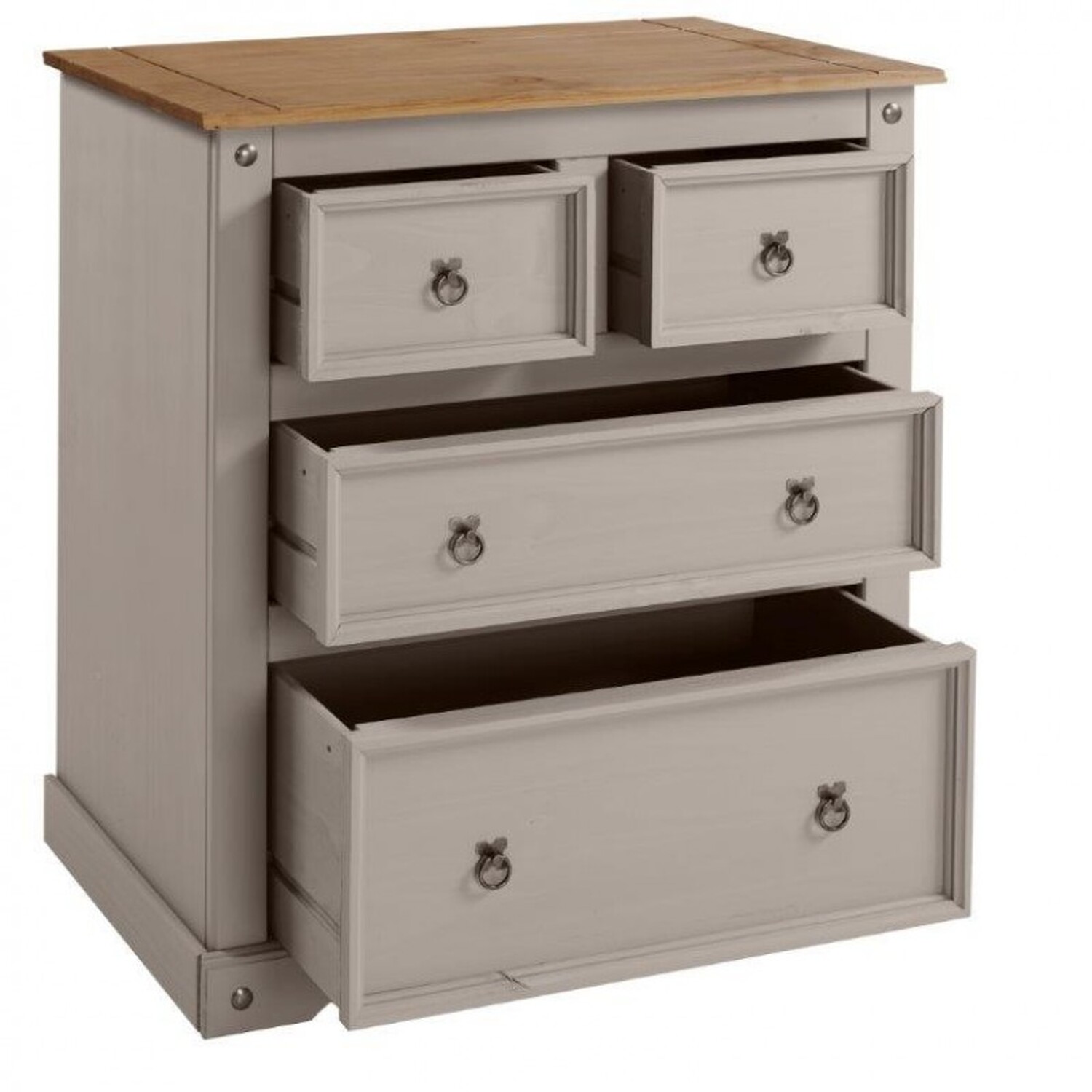 Corona Grey Wax 2 Plus 2 Large Chest Of Drawers Wooden - Distressed Grey Wax