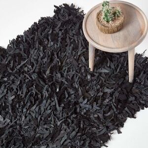 Dallas Leather Shaggy Rug