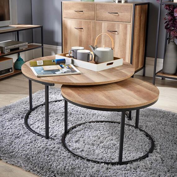 Home Source Oakmere Round Nest of 2 Tables