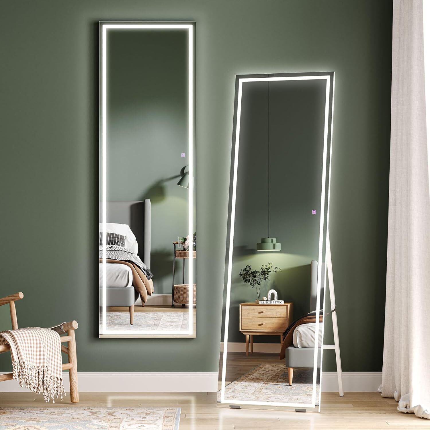 dripex - LED Dimmable Full-Length Mirror - White thumbnail