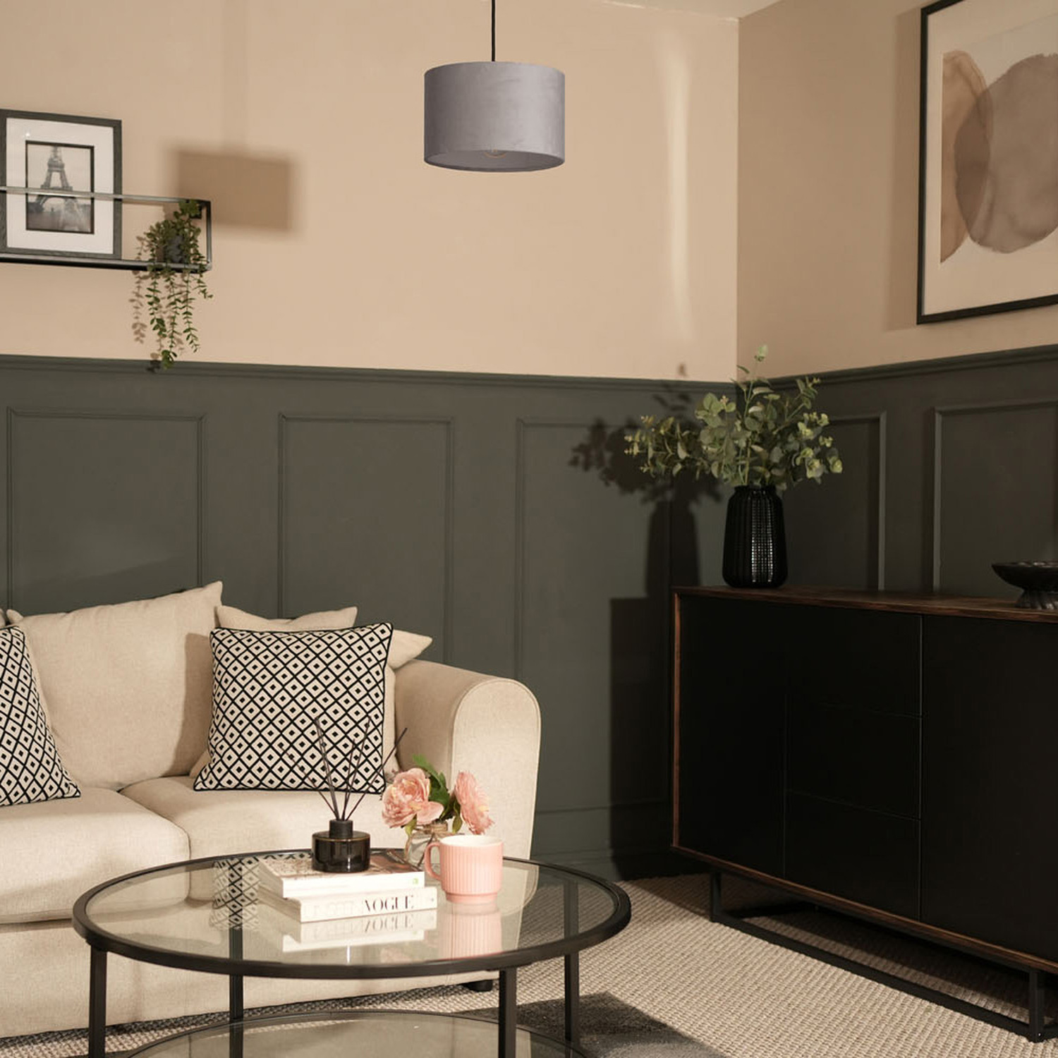 Image of Reni Velvet Pendant Ceiling Light Shade&hellip;