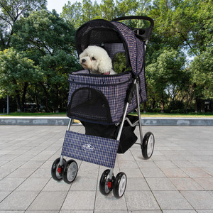 Pet Stroller in Blue Tartan
