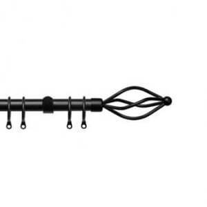 16 - 19mm Black Metal Crown Final Metal Curtain Pole Set