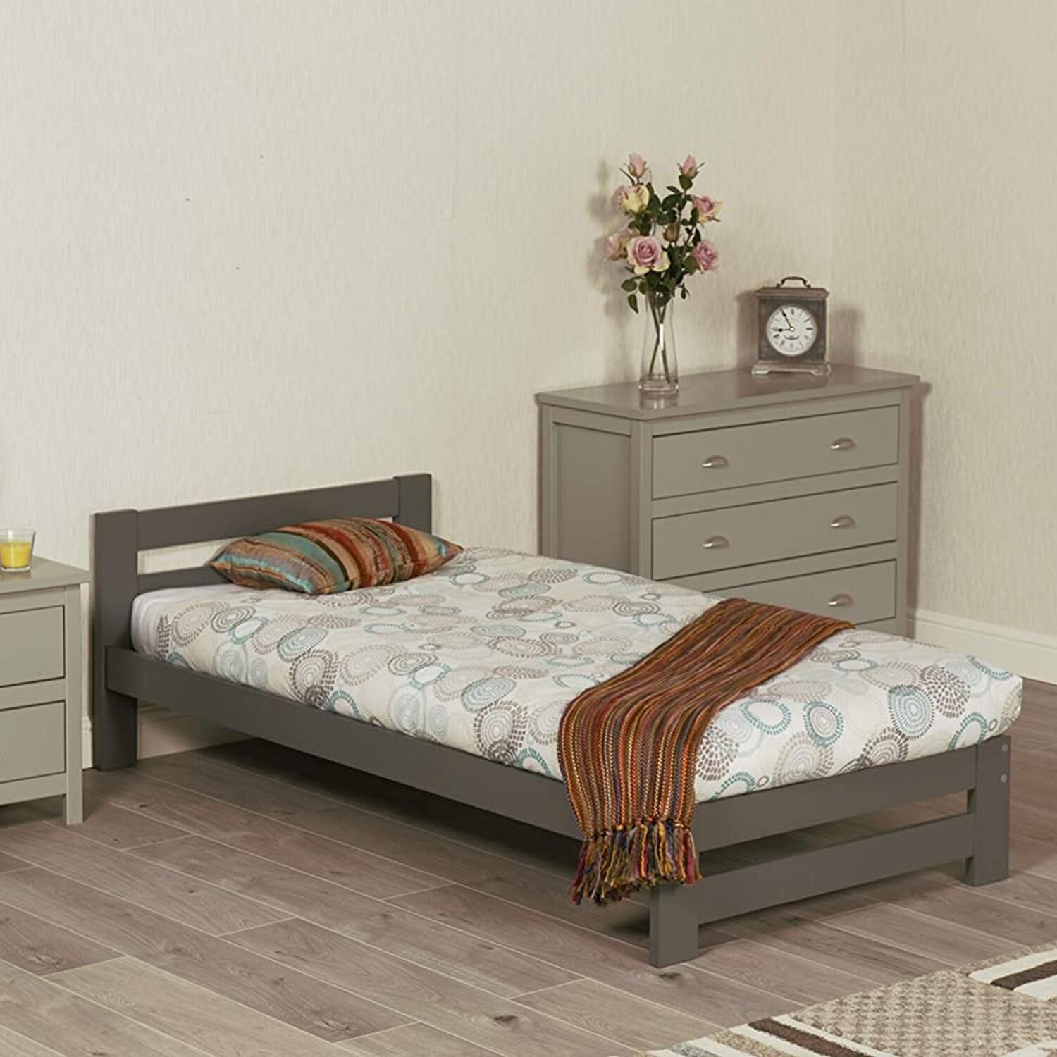 Solid Pine Wood Xiamen Bed Frame - Grey Small Double