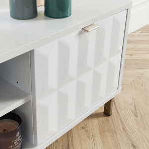 White Home Source Siena 2 Door High Gloss TV Stand Storage Unit shot 5082934
