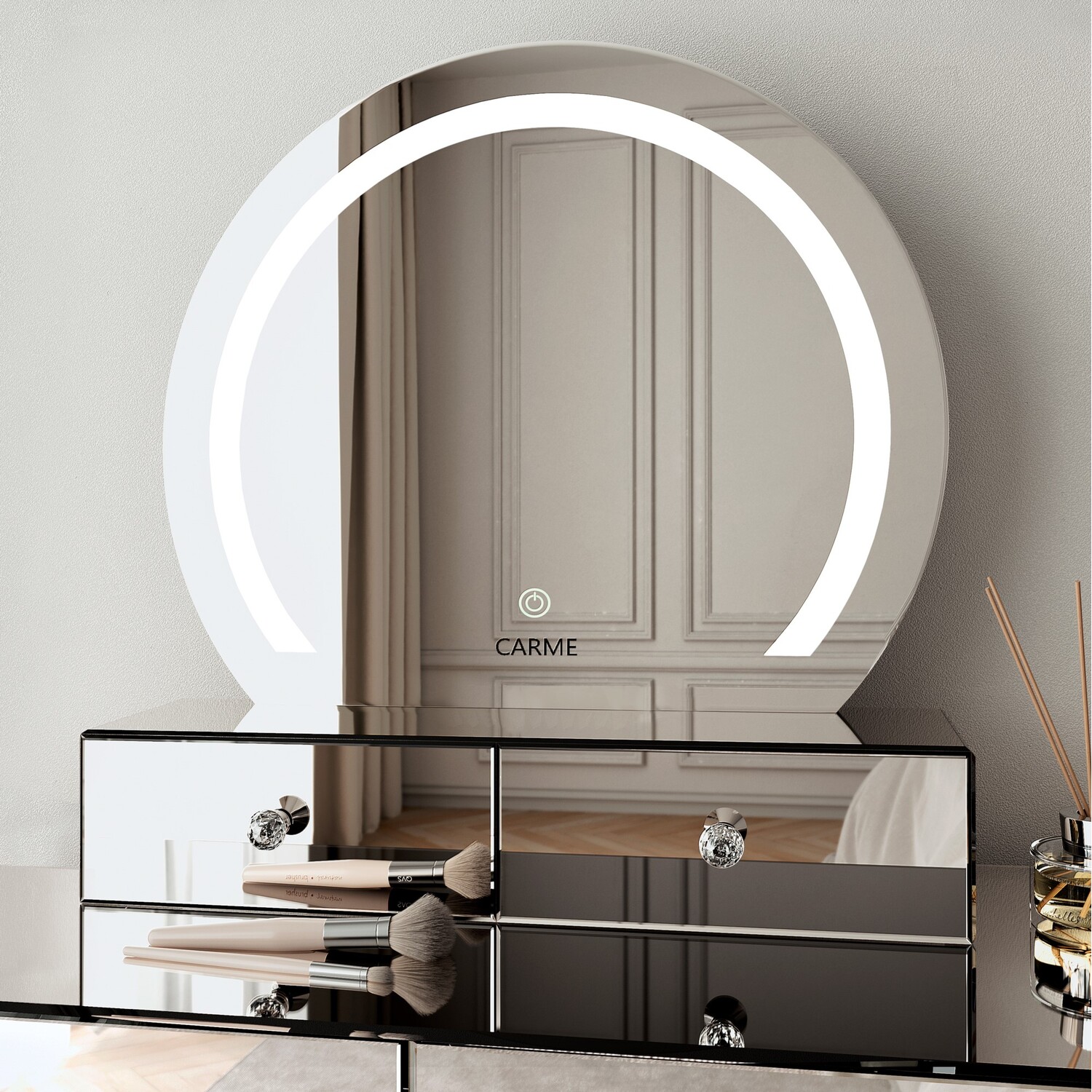 Image of Kendall Silver LED Touch Sensor Mirror&hellip;