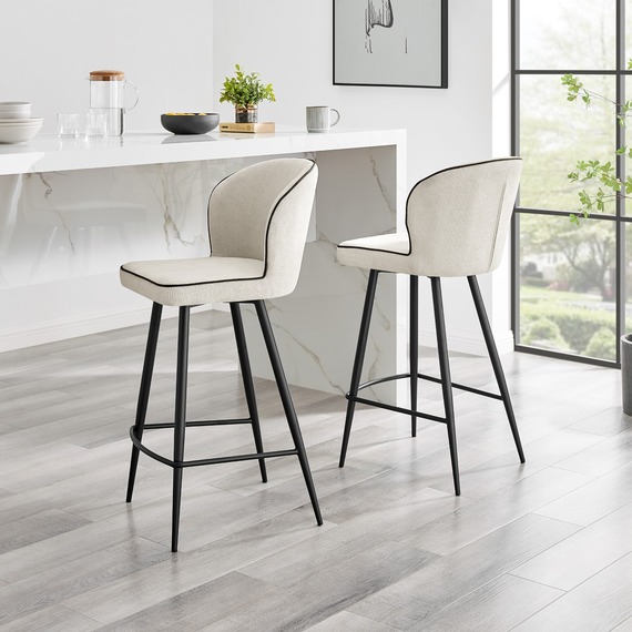2 x Catriona Fabric Bar Chair With Black Legs