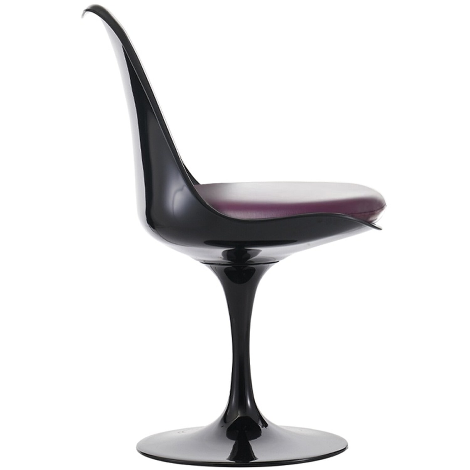 Black Tulip Dining Chair With Pu Cushion - Purple
