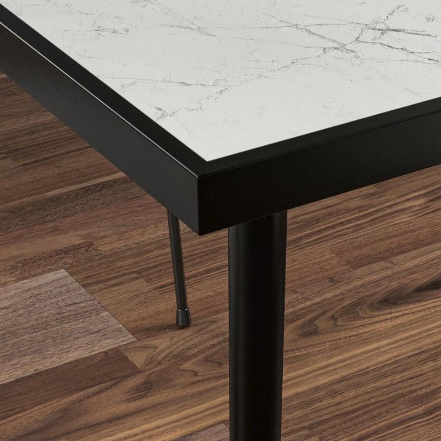 Arizona Square Outdoor Dining Table With Marble Effect Tempered Glass Top - White